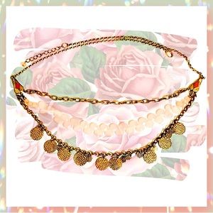 Layered pink & gold necklace